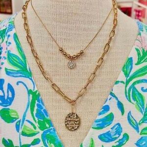 NWT Lilly Pulitzer Elegant Gold Layered Necklace Set